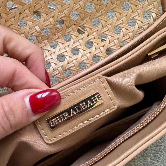 Shiraleah Soleil Shoulder Crossbody Tan Cream Woven Gold Chain Bag - Picture 5 of 7